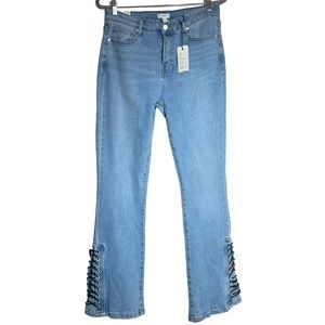 Forever 21 women’s high rise flare leg jean side lace-up detail size 31 US 10